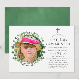 Invitation Aquarelle Forêt Végétation Baptême ou baptême