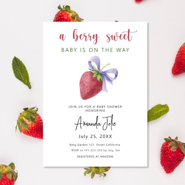 Invitation Aquarelle fraise avec Baby shower arc (Créateur téléchargé)