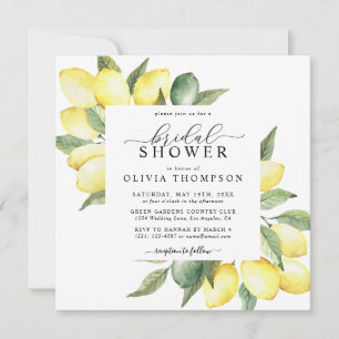 Invitation Aquarelle Fruit Citron Fête des mariées Boho Éléga