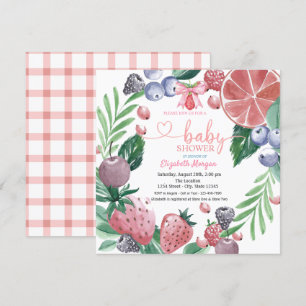 Invitation Aquarelle Fruits Plaid Berry Rouge Sweet