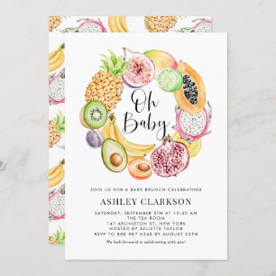 Invitation Aquarelle Fruits tropicaux Baby shower Brunch