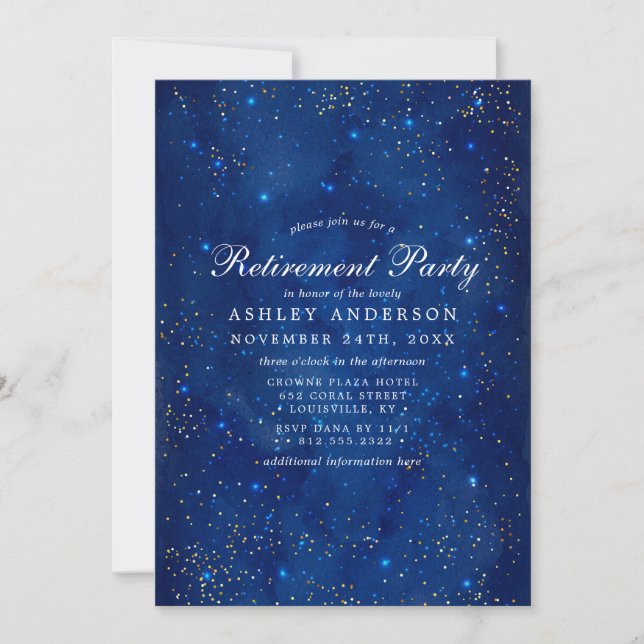 Invitation Aquarelle Galaxy Cosmic Stars Retraite (Devant)