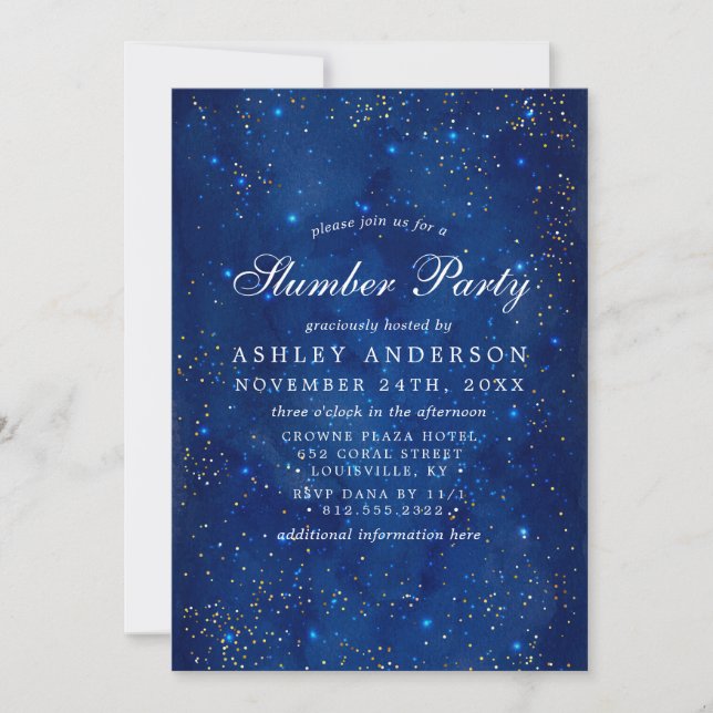 Invitation Aquarelle Galaxy Étoiles cosmiques Starr Stwood Pa (Devant)