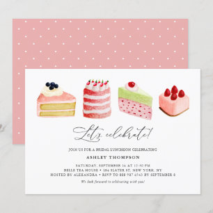 Invitation Aquarelle gâteaux sucrés déjeuner nuptial