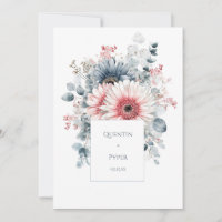 Aquarelle gerbera marguerite bleu poussiéreux élég