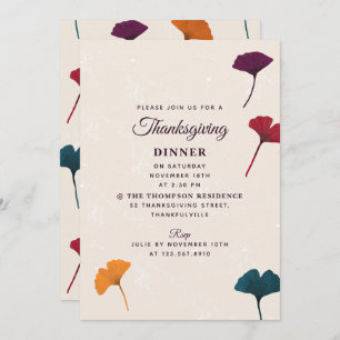 Invitation Aquarelle Ginkgo Leaf automne automne Thankgiving