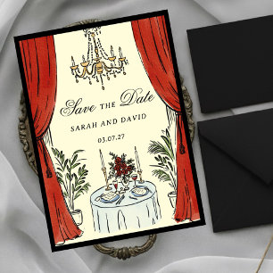 Invitation Aquarelle Glamour Fantaisiste Date à Sauvegarder