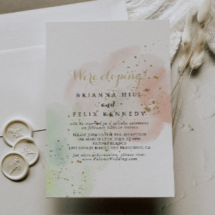 Invitation Aquarelle Gold Confetti Elopeption