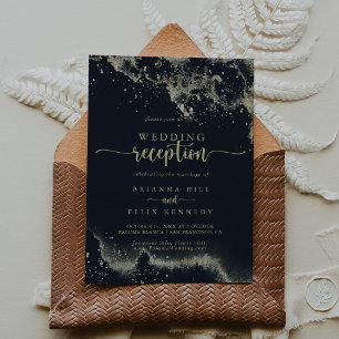 Invitation Aquarelle Gold Splash Réception de mariage