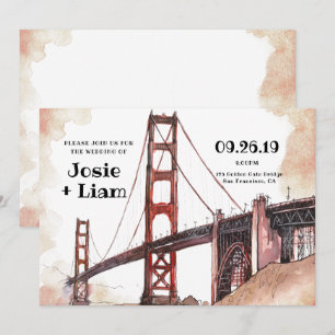 Invitation Aquarelle Golden Gate Bridge