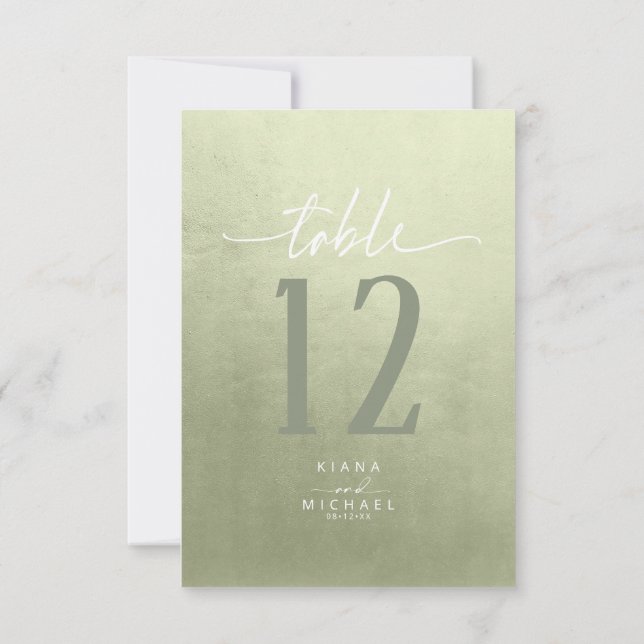 Invitation Aquarelle Gradient Numéro de tableau Sage Green ID (Dos)