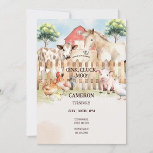 Invitation Aquarelle Grange Animaux de ferme numérique