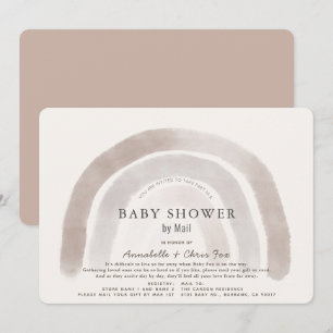 Invitation Aquarelle gris-beige arc-en-ciel Baby shower par c