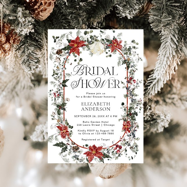 Invitation Aquarelle Hiver Fête des mariées florale (Créateur téléchargé)