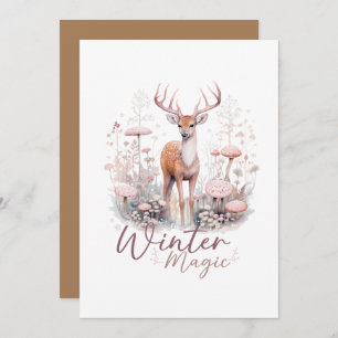 Invitation Aquarelle Hiver Magique Cerf
