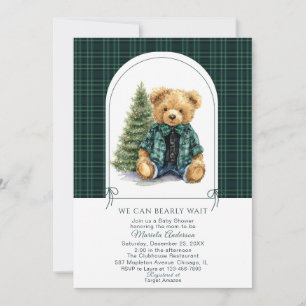 Invitation Aquarelle  Hiver  Ours en peluche Noël Bébé Show