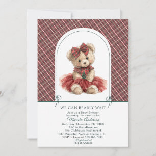 Invitation Aquarelle  Hiver  Ours en peluche Noël Bébé Show