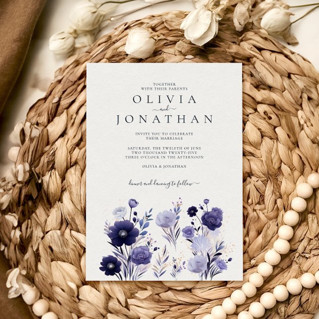 Invitation Aquarelle Hiver Purple Floral Mariage (Créateur téléchargé)