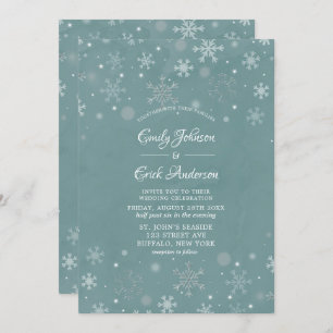 Invitation Aquarelle hiver Sage blanc Mariage