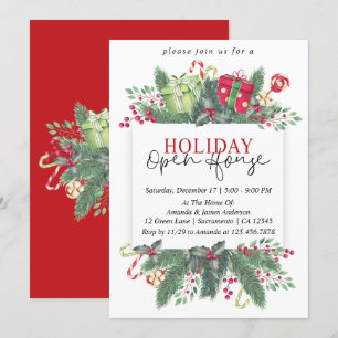 Invitation Aquarelle Hiver Vacances Open House