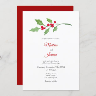 Invitation Aquarelle Holly Sprig