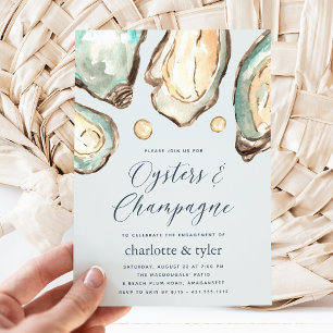 Invitation Aquarelle Huîtres & Champagne