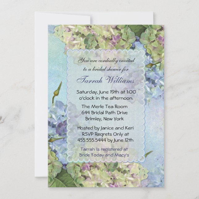 Invitation Aquarelle Hydrangea - Fête des mariées (Devant)