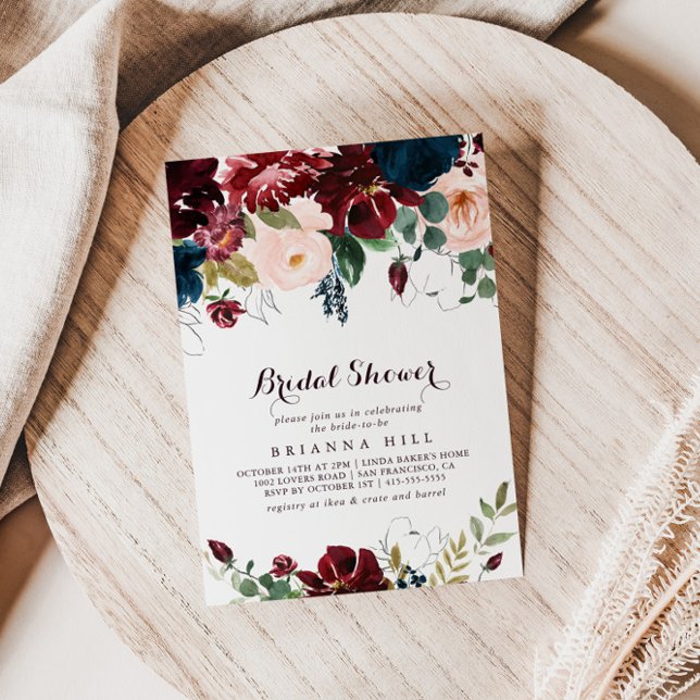 Invitation Aquarelle Illustrée automne Fête des mariées flora (Créateur téléchargé)