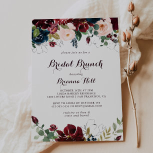 Invitation Aquarelle illustrée Fête des mariées de brunch nup