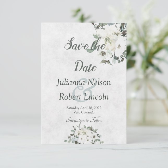 Invitation Aquarelle ivoire floral enregistrer la date invita (Debout devant)