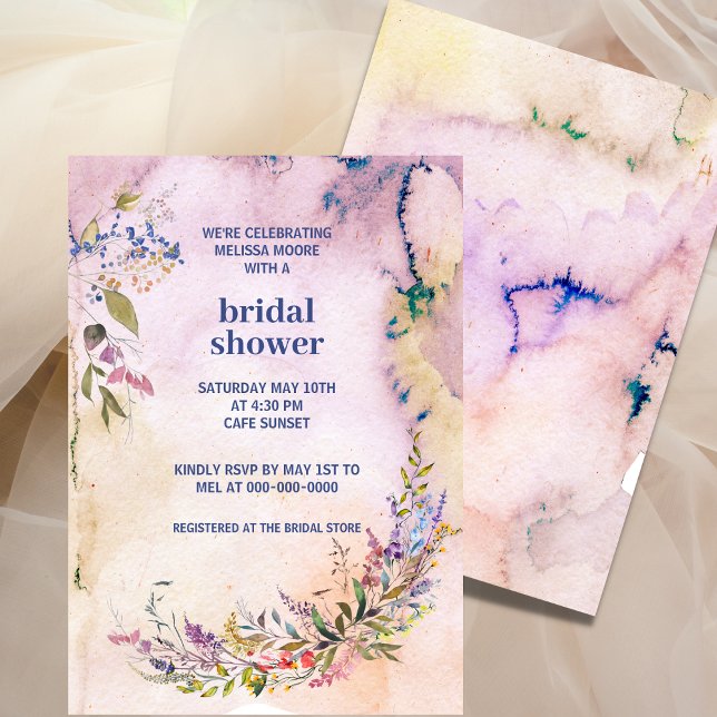 Invitation Aquarelle Jardin Fleur de nuptiale Douche Invitati (Créateur téléchargé)