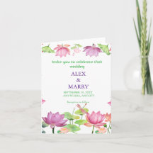 Aquarelle Jardin Floral de Lotus Rose MARIAGE