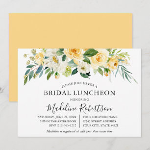 Invitation Aquarelle Jaune Blanc Floral Nuptiale