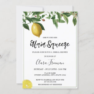 Invitation Aquarelle jaune chic Citron à thème Fête de l'mari
