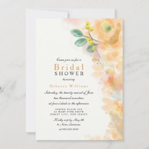 Invitation Aquarelle Jaune Fête des mariées Florale Invitatio