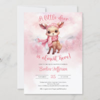 Aquarelle jolie renne rose fille d'hiver