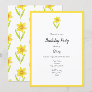 Invitation Aquarelle jonquille 2 et Motif