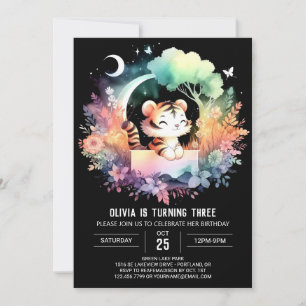 Invitation Aquarelle Jungle Tigre Anniversaire