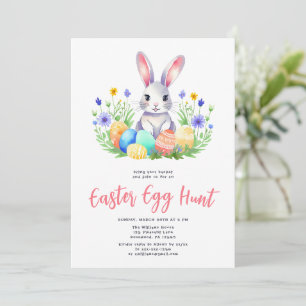 Invitation Aquarelle Lapin Lapin Chasse aux oeufs de Pâques