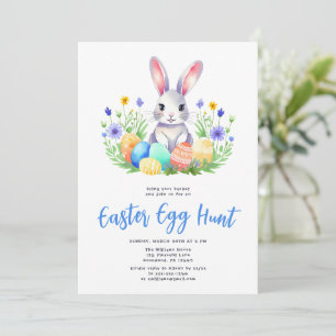 Invitation Aquarelle Lapin Lapin Chasse aux oeufs de Pâques