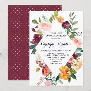 Invitation Aquarelle L'automne fleurit Floral Engagement Part