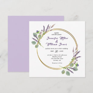 Invitation Aquarelle Lavande et mariage Eucalyptus
