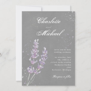 Invitation Aquarelle lavande gris élégant mariage