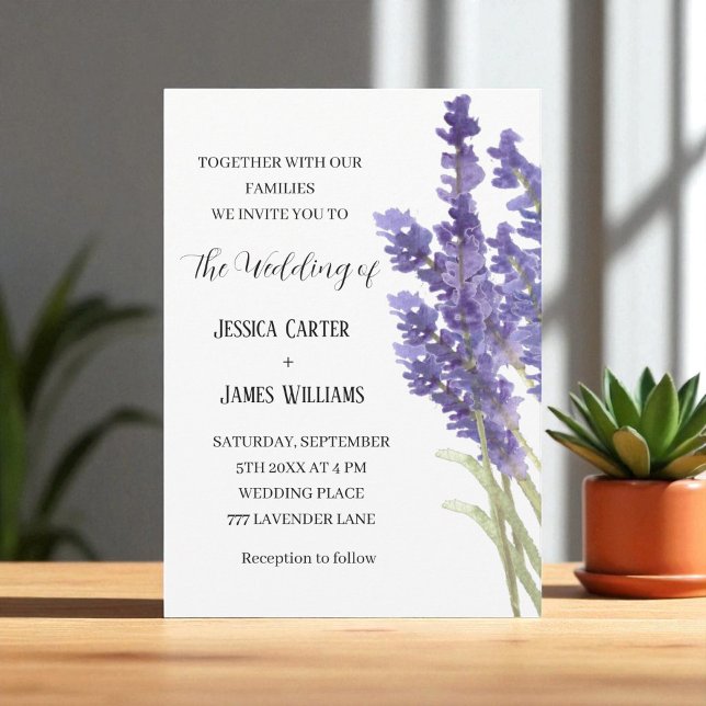 Invitation Aquarelle Lavande Rustique Mariage élégant (Créateur téléchargé)