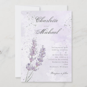 Invitation Aquarelle lavande violet élégant mariage