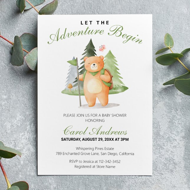 Invitation Aquarelle L'aventure commence Baby shower de l'our (Créateur téléchargé)