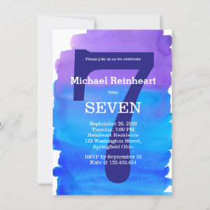 Invitation Aquarelle Laver Bleu pourpre Fête d'anniversaire d