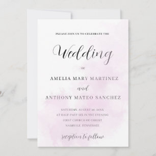 Invitation Aquarelle laver rose le Mariage de l'invitation