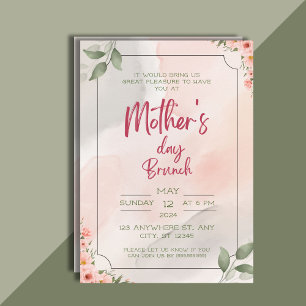 Invitation Aquarelle, le jour spécial de maman, brunch de la 