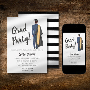 Invitation Aquarelle Leavers Graduation Gown & Casquette